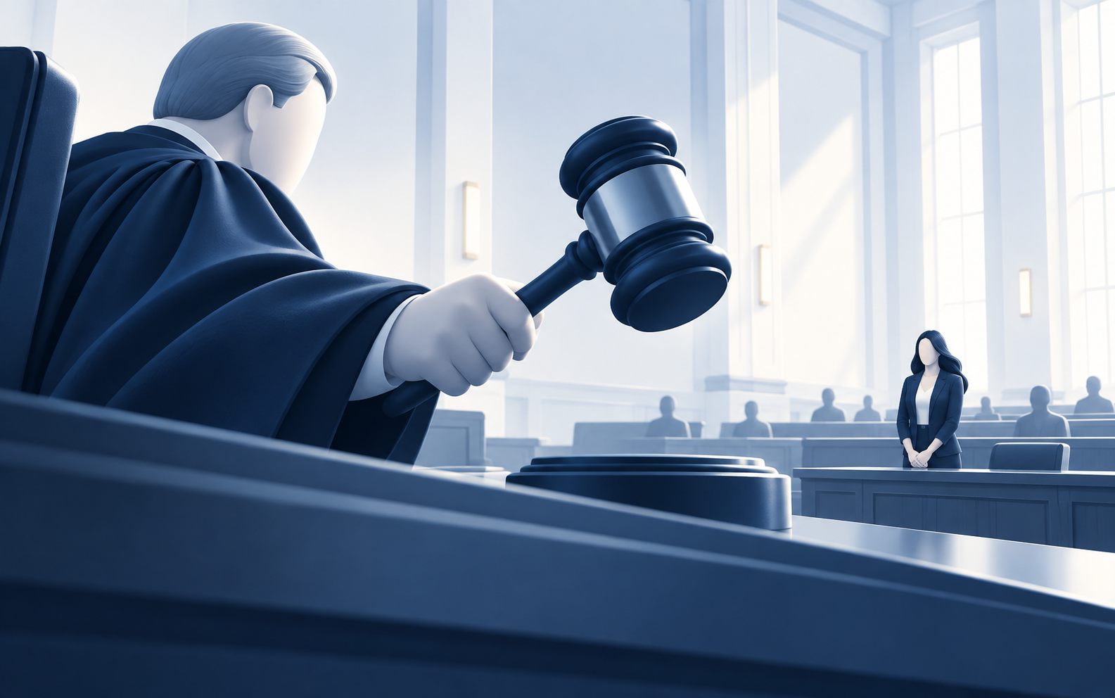 Courtroom gavel concept for scenario-based application learning
